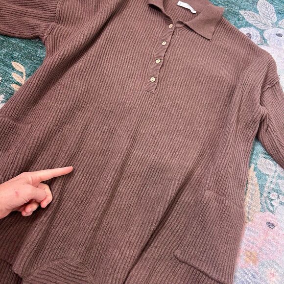 Talulah sweater Romper Playsuit Large Brown Ribbed Knit One Piece Long Sleeve - Picture 14 of 16